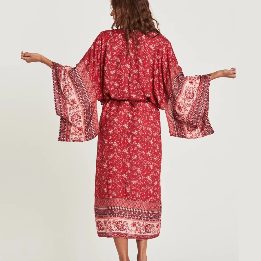 TEELYNN Kimono Sleeve Cardigan for Women Robe Red Floral Print Boho Blouse and Shirt Have Sashes Beach Wear Summer Blouse Blusa
TEELYNN Kimono Sleeve Cardigan for Women Robe Red Floral Print Boho Blouse and Shirt Have Sashes Beach Wear Summer Blouse Blusa