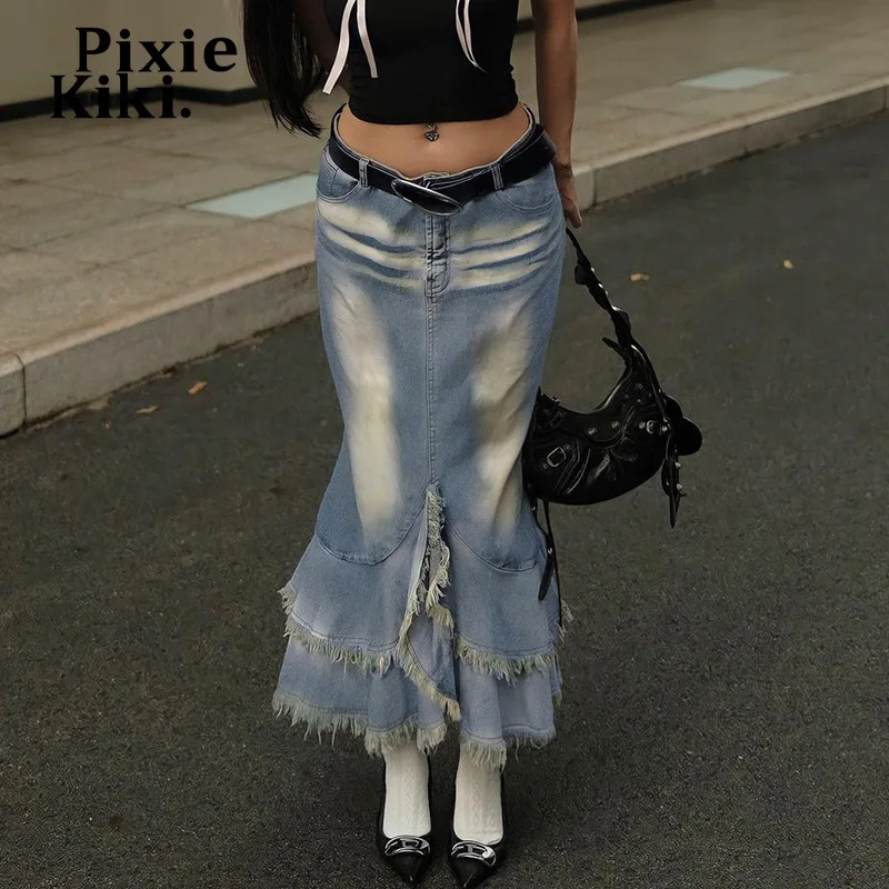 PixieKiki Retro Denim Long Maxi Skirt Women Harajuku Fashion Blue Jean Tiered Ruffle Skirt Streetwear Y2k Clothing P77-EG55
PixieKiki Retro Denim Long Maxi Skirt Women Harajuku Fashion Blue Jean Tiered Ruffle Skirt Streetwear Y2k Clothing P77-EG55