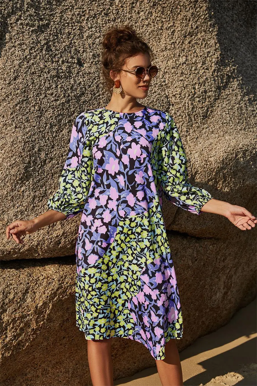 Fashion Women Dress Ladies Casual O-neck Three Quarter Sleeve Floral Print Party Dress Loose Knee-Length Dresses Girls Vestidos
Fashion Women Dress Ladies Casual O-neck Three Quarter Sleeve Floral Print Party Dress Loose Knee-Length Dresses Girls Vestidos