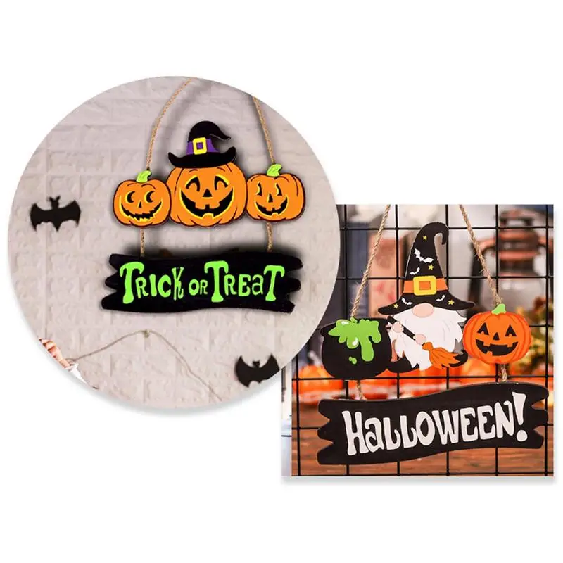 

Pumpkin Sign Decors Pumpkin Ghost Wall Hanging Wooden Ornaments Home Door Welcome Halloween Hanging Signs For Party Decoration
