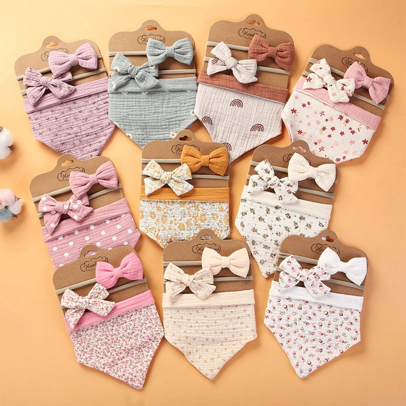 3Pc Muslin Cotton Baby Bib Bow Headband Adjustable Button Triangle Double-sided Saliva Towel Printed Newborn Boy Girl Burp Cloth
3Pc Muslin Cotton Baby Bib Bow Headband Adjustable Button Triangle Double-sided Saliva Towel Printed Newborn Boy Girl Burp Cloth