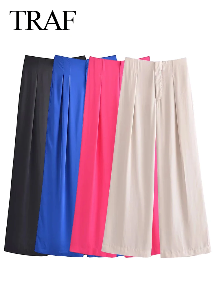 TRAF Commuter Suit Pants Solid Color Simple Zipper Wide-leg Pants High-end All-match Temperament Fashion Trousers Women Wear
TRAF Commuter Suit Pants Solid Color Simple Zipper Wide-leg Pants High-end All-match Temperament Fashion Trousers Women Wear