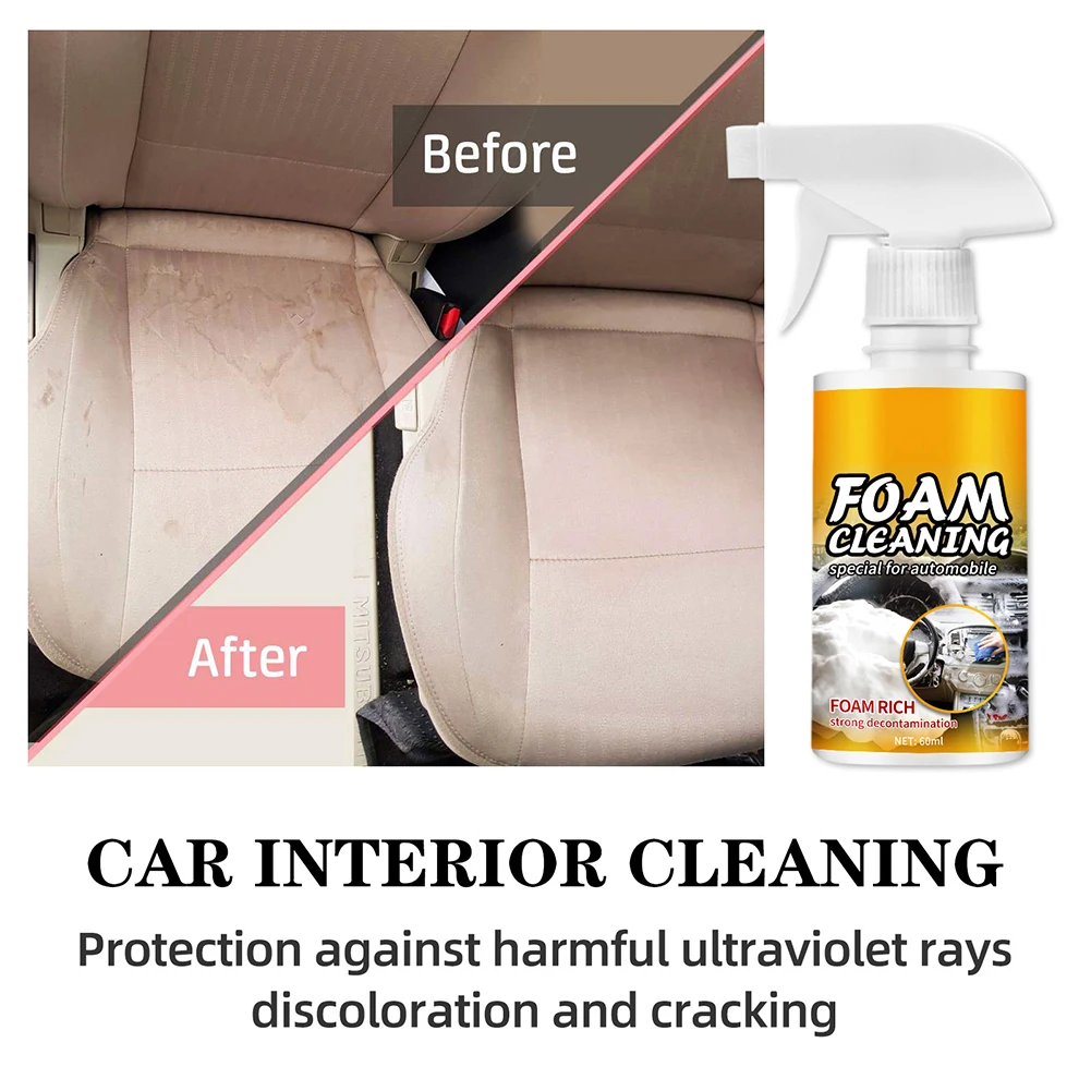 60/120ml Multi-Purpose Car Foam Cleaner Spray UV-Protection Car Interior Cleaning Agent Leather Upholstery Home Cleaner Spray
60/120ml Multi-Purpose Car Foam Cleaner Spray UV-Protection Car Interior Cleaning Agent Leather Upholstery Home Cleaner Spray