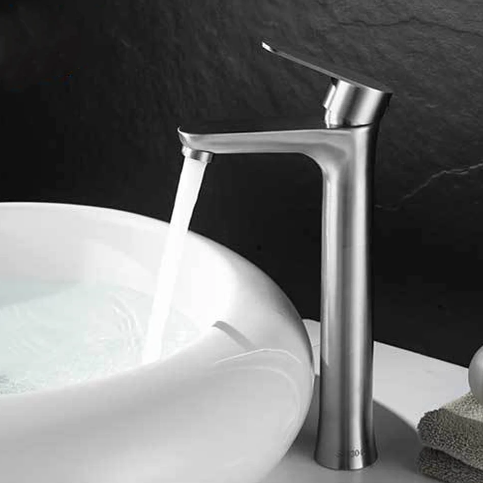 304 Stainless Steel Sink Faucet for Bathroom Kitchen Lavatory Brushed Hot and Cold Water Tap Washbasin Mixer Tall Basin Faucet
304 Stainless Steel Sink Faucet for Bathroom Kitchen Lavatory Brushed Hot and Cold Water Tap Washbasin Mixer Tall Basin Faucet