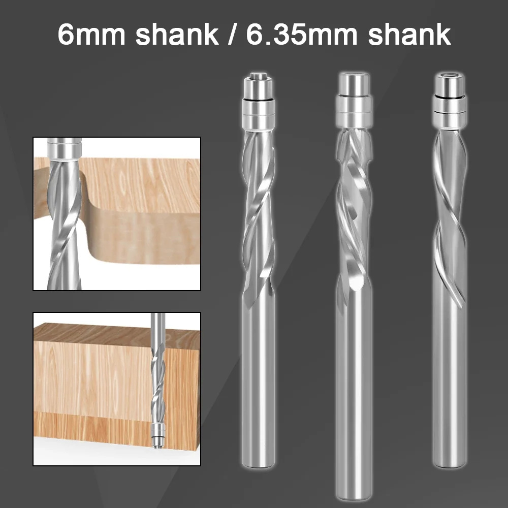6mm/6.35mm Shank Wood Milling Cutter Router Bit Solid Carbide Bearing End Mill With Bearing Trimmer Tools Carpentry Slotted
6mm/6.35mm Shank Wood Milling Cutter Router Bit Solid Carbide Bearing End Mill With Bearing Trimmer Tools Carpentry Slotted