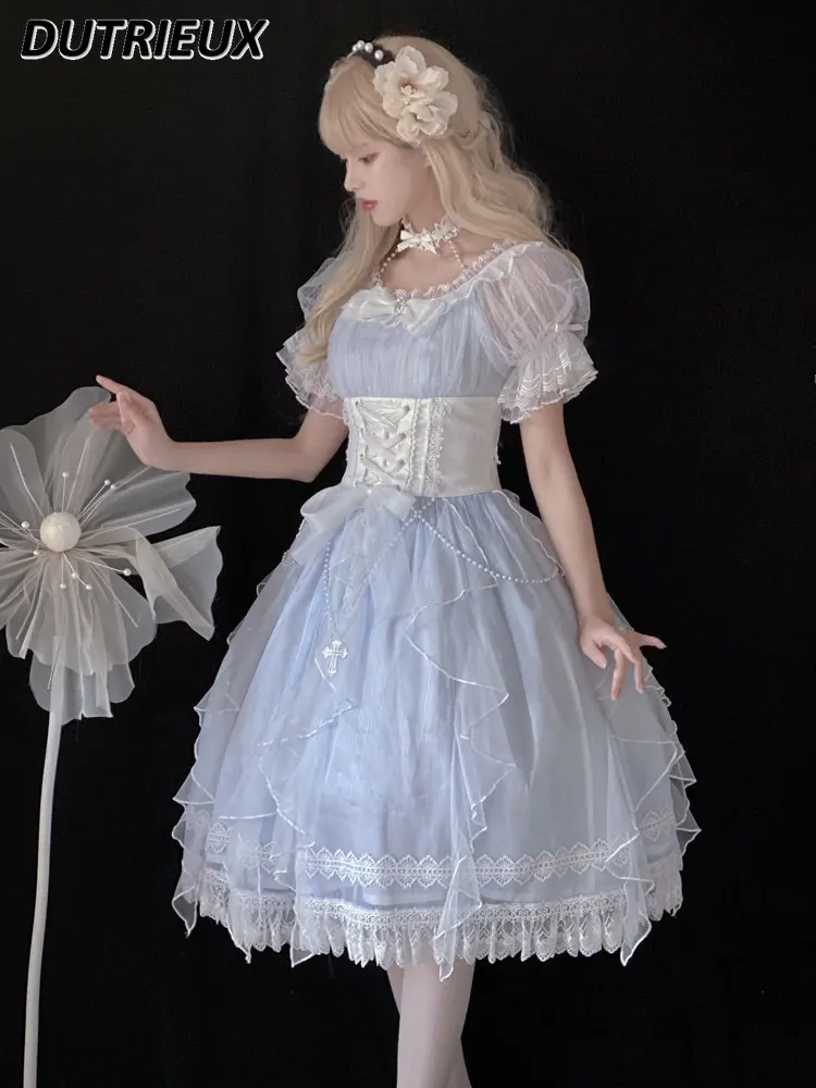 Lolita Sweet Girl Exquisite Party Dress Daily Op Short Sleeve Dress 2023 Summer New High Waist Princess Dress Vestidos De Mujer
Lolita Sweet Girl Exquisite Party Dress Daily Op Short Sleeve Dress 2023 Summer New High Waist Princess Dress Vestidos De Mujer