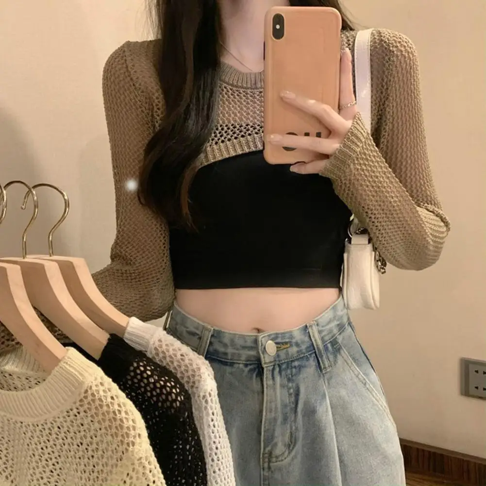Women's Hollow Thin Sun Protection Long-sleeved Shirt Stylish See-through Anti-uv Top for Summer Autumn for Waist-exposed
Women's Hollow Thin Sun Protection Long-sleeved Shirt Stylish See-through Anti-uv Top for Summer Autumn for Waist-exposed
