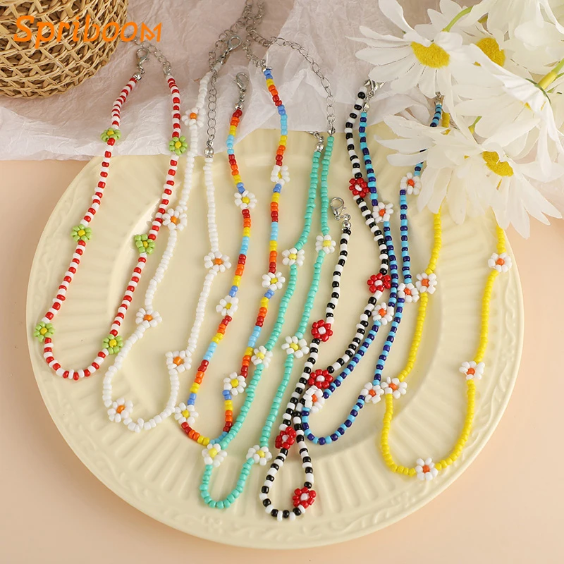 Bohemia Colorful Beads Necklaces Summer Short Daisy Collar New Korean Charm Sweet Choker Women's Necklace Jewelry Party Colliers 
Bohemia Colorful Beads Necklaces Summer Short Daisy Collar New Korean Charm Sweet Choker Women's Necklace Jewelry Party Colliers