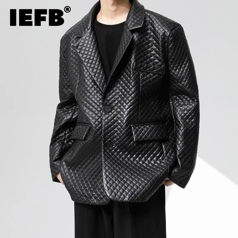 IEFB Loose Suit Collar Men's Leather Jacket New Fashion Shoulder Pad Diamond Plaid Blazers Single Breastd Suit Jackets 9A7623
IEFB Loose Suit Collar Men's Leather Jacket New Fashion Shoulder Pad Diamond Plaid Blazers Single Breastd Suit Jackets 9A7623