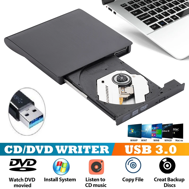 

Usb 3.0 Slim External Dvd Rw Cd Writer Drive Burner Reader Player Optical Drives For Laptop Pc Dvd Burner Dvd Portatil
