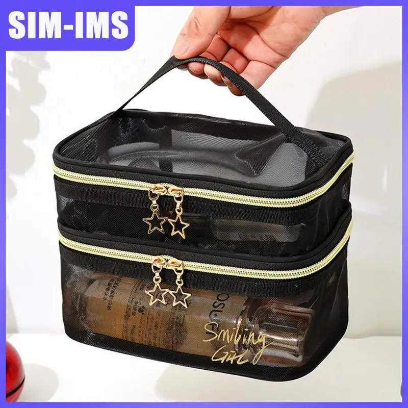 Double-layer Storage For Offices Travel Storage Bags Transparent High-capacity Mesh Cosmetic Bag Black Mesh Zipper Pouch
Double-layer Storage For Offices Travel Storage Bags Transparent High-capacity Mesh Cosmetic Bag Black Mesh Zipper Pouch