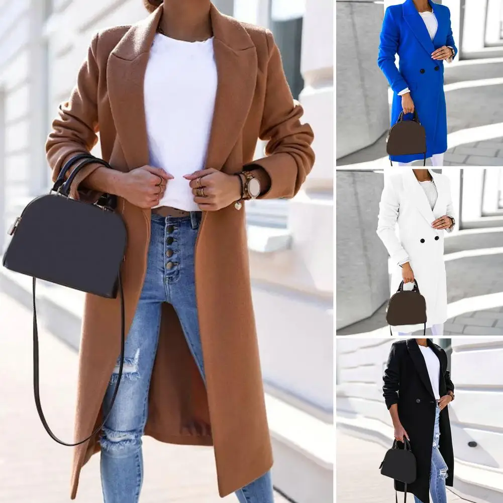 Women Coat Double Buttons Winter Overcoat Turn-down Collar Winter Coat Warm Loose Split Midi Length Lady Overcoat for Dating
Women Coat Double Buttons Winter Overcoat Turn-down Collar Winter Coat Warm Loose Split Midi Length Lady Overcoat for Dating