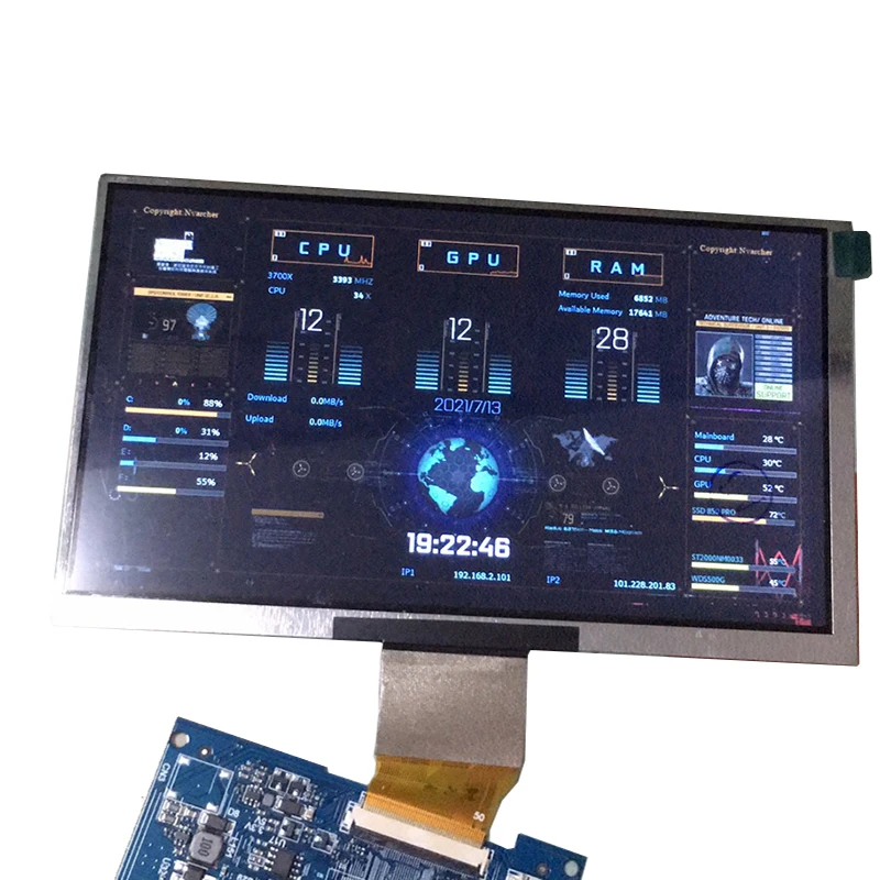Nvarcher DIY 1024*600 7-дюймовый IPS экран температура AIDA64 мониторинг вторичный экран для компьютера Raspberry Pi
Nvarcher DIY 1024*600 7-дюймовый IPS экран температура AIDA64 мониторинг вторичный экран для компьютера Raspberry Pi