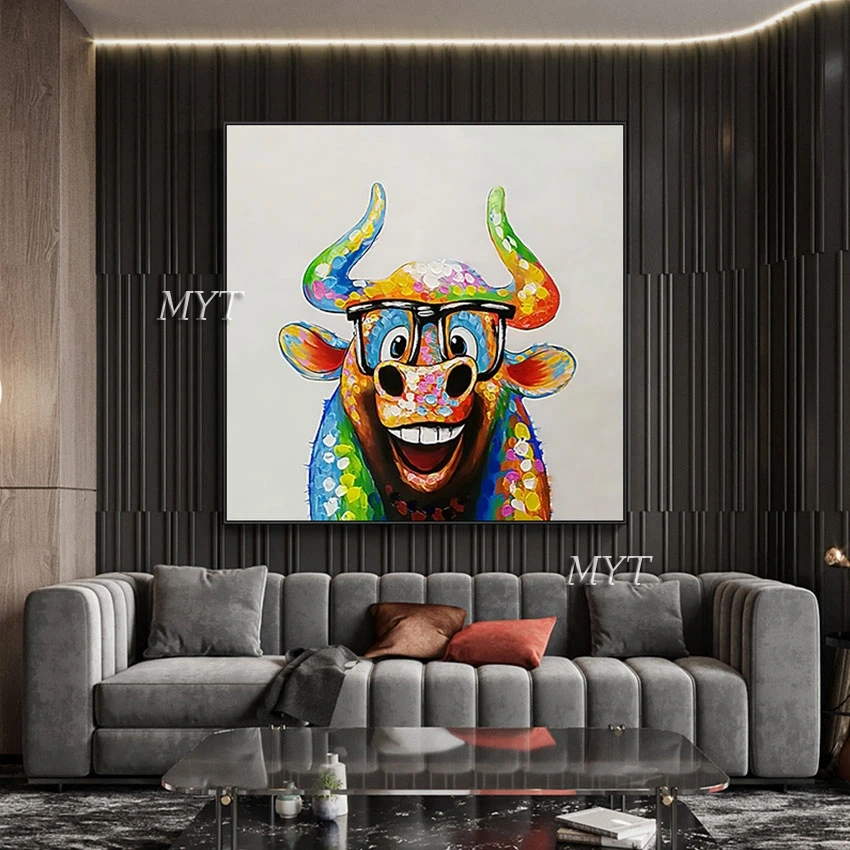 Kid Room Decor Abstract Cartoon Cow Oil Painting Picture Hand-painted Wall Canvas Animal Paintings Picture Art Christmas Gift
Kid Room Decor Abstract Cartoon Cow Oil Painting Picture Hand-painted Wall Canvas Animal Paintings Picture Art Christmas Gift