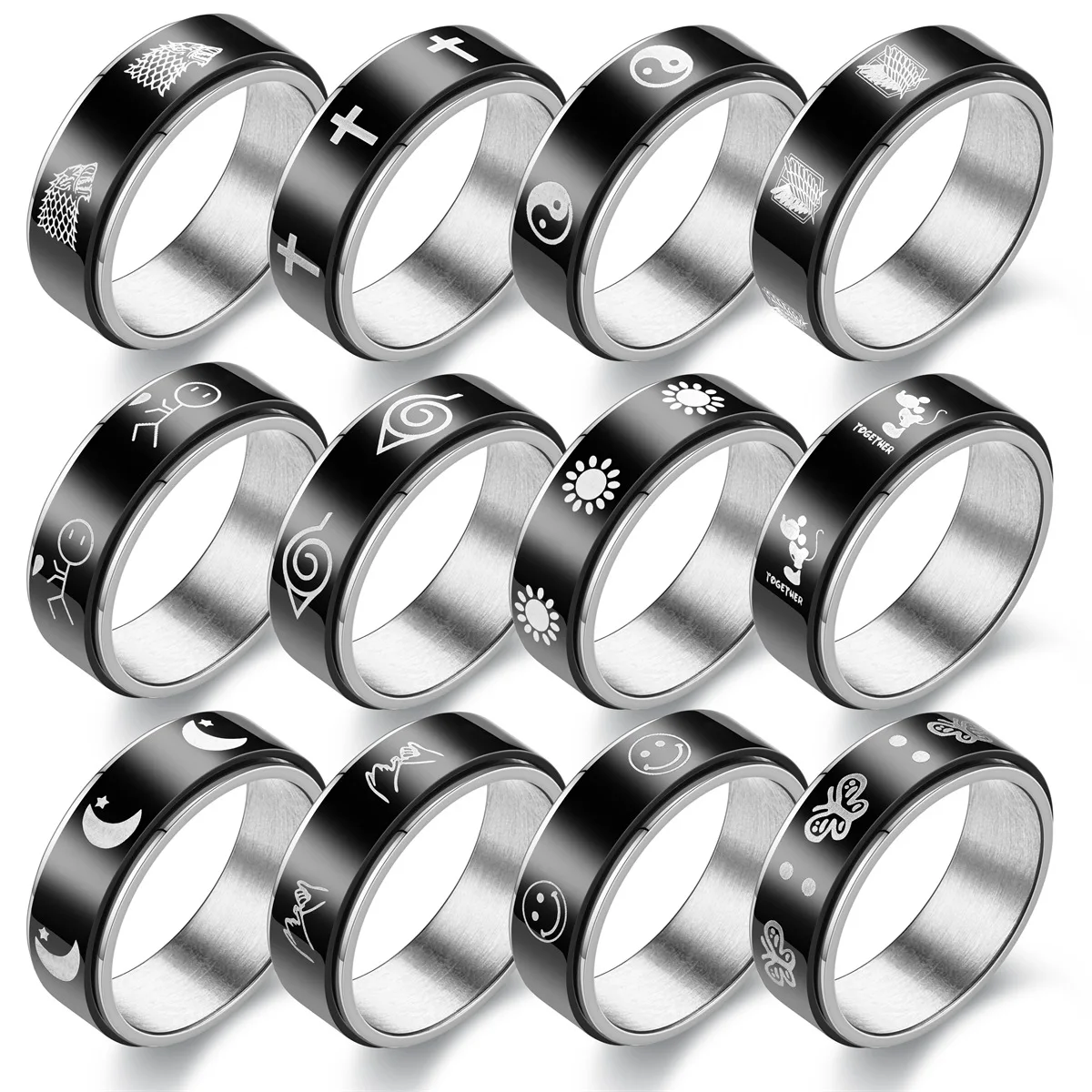 Lots of Rings Fashion Stress Anxiety Ring For Women Men Punk Titanium Alloy Accessories Butterfly Lovers Wolf Cross Jewelry Gift
Lots of Rings Fashion Stress Anxiety Ring For Women Men Punk Titanium Alloy Accessories Butterfly Lovers Wolf Cross Jewelry Gift