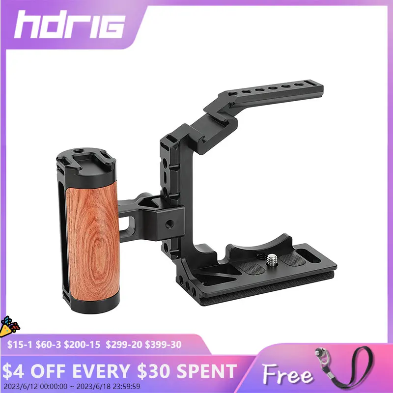 HDRIG Half Camera Cage with QR Wooden Handgrip for Sony Alpha 7 IV A7M4 with Cold Shoes and 1/4"-20 Threaded Hole
HDRIG Half Camera Cage with QR Wooden Handgrip for Sony Alpha 7 IV A7M4 with Cold Shoes and 1/4"-20 Threaded Hole