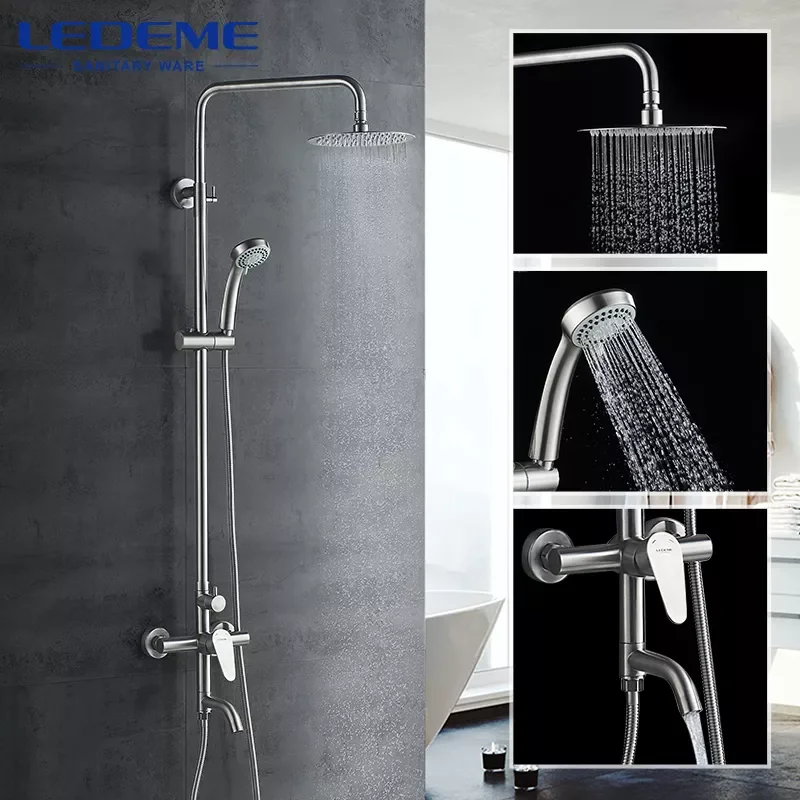 Shower Mixers Faucet Brushed Rain Shower Faucets Taps Wall Round Hand Stainless Steel Shower Mixer Tap Set L72402
Shower Mixers Faucet Brushed Rain Shower Faucets Taps Wall Round Hand Stainless Steel Shower Mixer Tap Set L72402