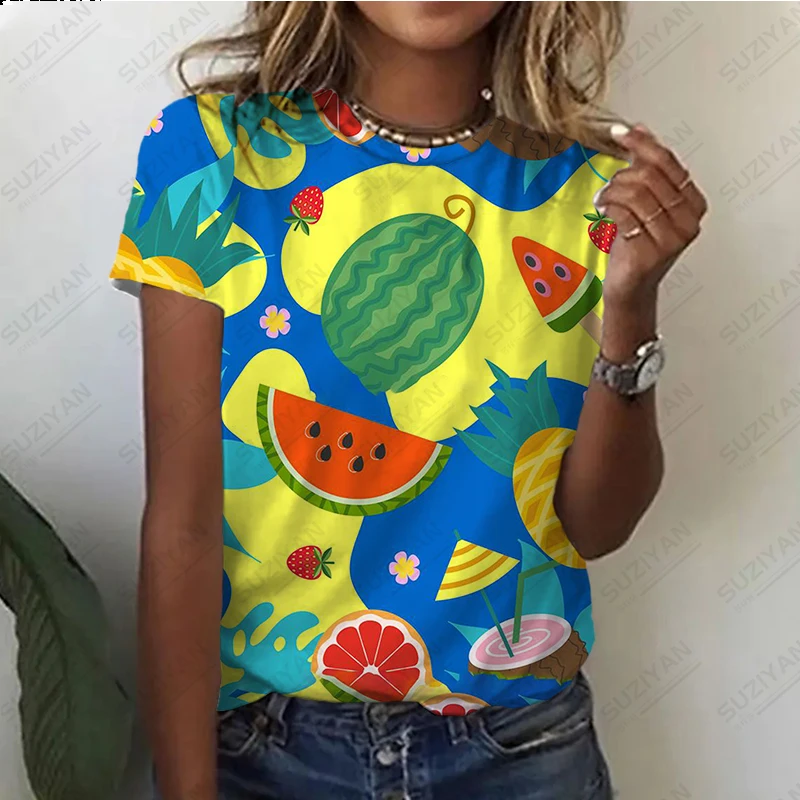 2023 Women's Summer New Tropical Fruit 3D Printing Short Sleeve T-shirt Women's Round Neck Pullover Casual Personality Top
2023 Women's Summer New Tropical Fruit 3D Printing Short Sleeve T-shirt Women's Round Neck Pullover Casual Personality Top