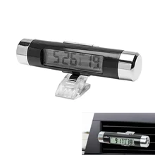 2 In 1 Vehicle Clock Thermometer Car Electronic Clock LCD Luminous Display Digital Watch Calendar Automotive Backlight Clocks