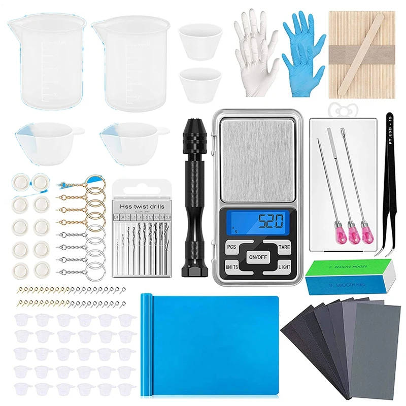 190Pcs Epoxy Silicone Supplies Tool Set,Resin Measuring Cups,Pocket Scale,Craft Mat,Sandpapers For DIY Jewelry Making
190Pcs Epoxy Silicone Supplies Tool Set,Resin Measuring Cups,Pocket Scale,Craft Mat,Sandpapers For DIY Jewelry Making