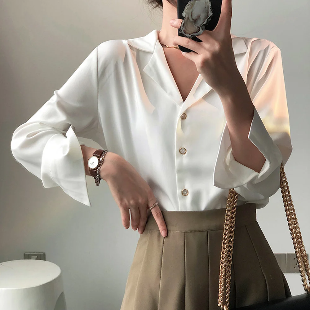 Going Out Tops for Women Full Sleeve Solid Shirt Spring Korean Chic Women Loose Casual Blouse Turn-down Collar Blusas 2022 New
Going Out Tops for Women Full Sleeve Solid Shirt Spring Korean Chic Women Loose Casual Blouse Turn-down Collar Blusas 2022 New