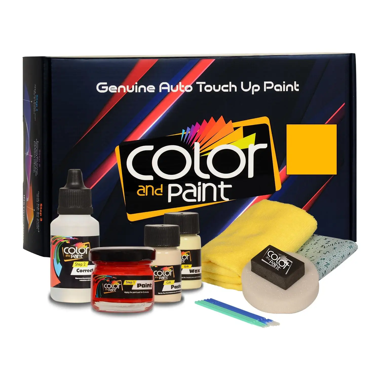 

Color and Paint compatible with Ford America Automotive Touch Up Paint - BOLD YELLOW 2 - LE - Basic Care