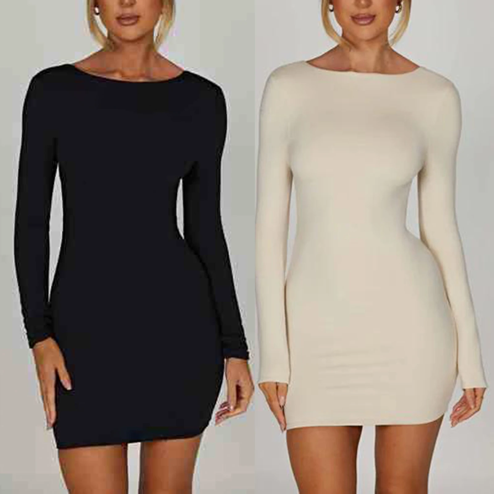 Crew Neck Long Sleeve Dress Slim Fit Women Tunic Mini Dress Solid Color Party Short Dress Sexy Style Spicy Girl Vacation Outfit
Crew Neck Long Sleeve Dress Slim Fit Women Tunic Mini Dress Solid Color Party Short Dress Sexy Style Spicy Girl Vacation Outfit