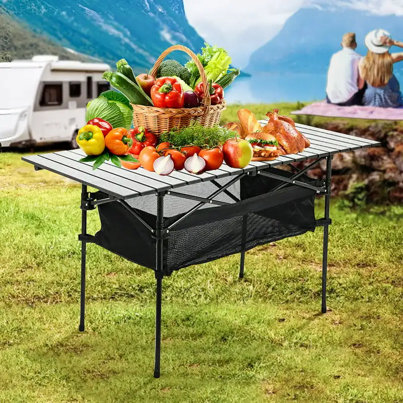 Beautiful Aluminum Roll-up Picnic Camping Table with Easy Carrying Bag, 47.24x21.65x26.77inch, Ideal for Indoor, Outdoor, Campin
Beautiful Aluminum Roll-up Picnic Camping Table with Easy Carrying Bag, 47.24x21.65x26.77inch, Ideal for Indoor, Outdoor, Campin