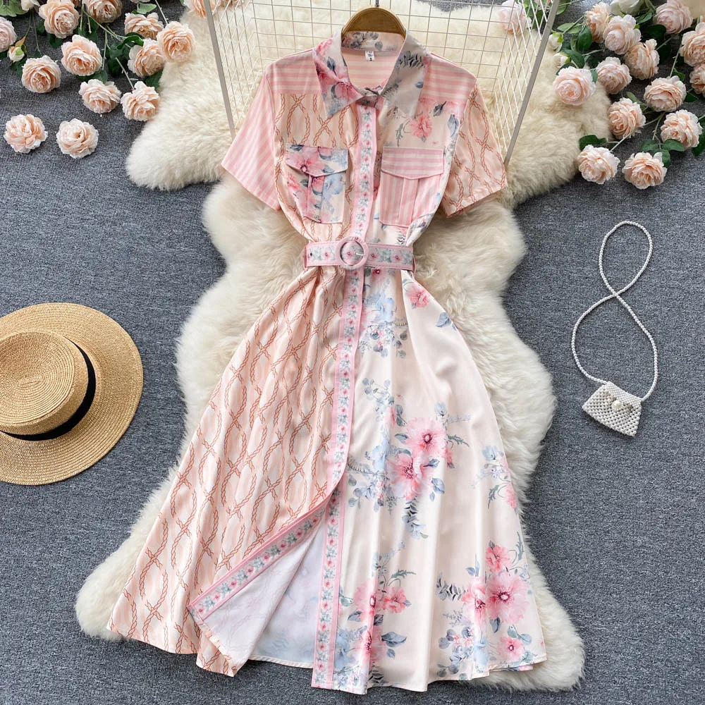 Women New Fashion Summer Lapel Short-sleeved Chiffon Dress Korean Floral Print Elegant Clothes Party Vestidos G069
Women New Fashion Summer Lapel Short-sleeved Chiffon Dress Korean Floral Print Elegant Clothes Party Vestidos G069