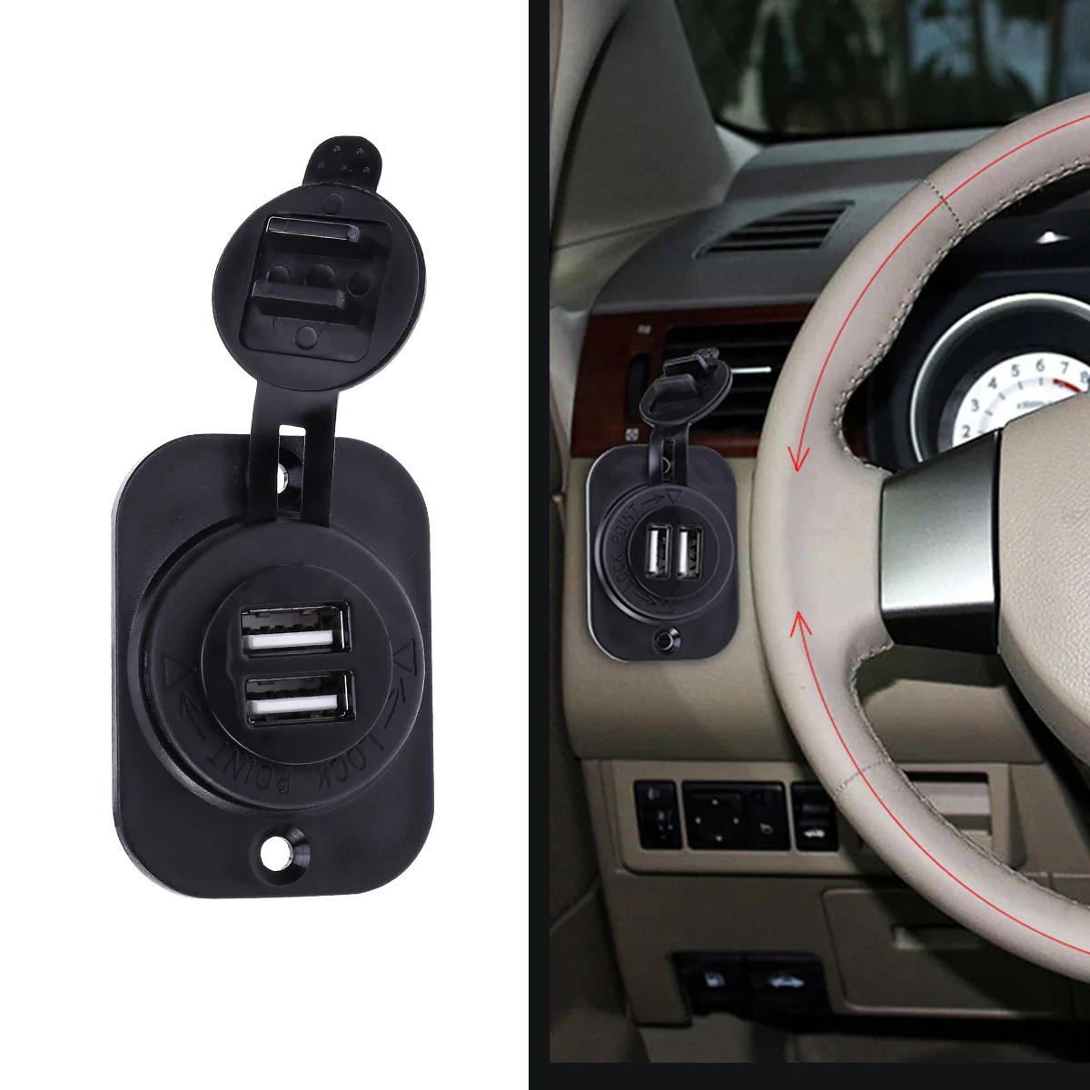 12V Car Motorcycle Dual USB Adapter Lighter Socket Power Plug for Cellphone Tablet GPS (Black)
12V Car Motorcycle Dual USB Adapter Lighter Socket Power Plug for Cellphone Tablet GPS (Black)