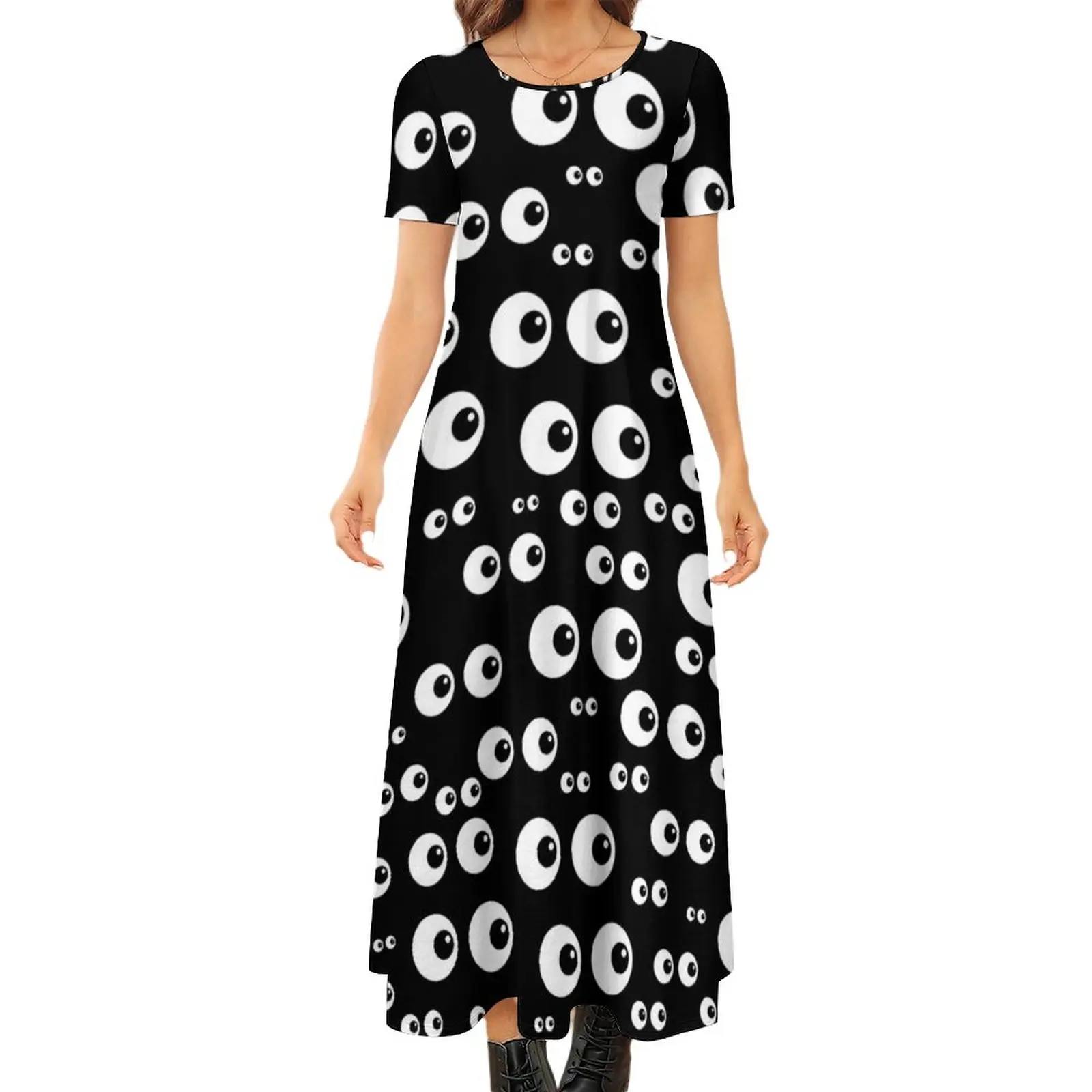 Cartoon Eyes Dress Fun Black White Eyeballs Design Elegant Maxi Dress Short Sleeve Aesthetic Print Oversize Bohemia Long Dresses
Cartoon Eyes Dress Fun Black White Eyeballs Design Elegant Maxi Dress Short Sleeve Aesthetic Print Oversize Bohemia Long Dresses
