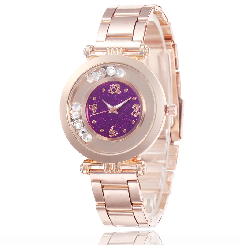 

Watches Women Fashion Flow Bead Rhinestone Number Quartz Watch Female Rose Gold Steel Wristwatches Ladies Gift Relogio Masculino