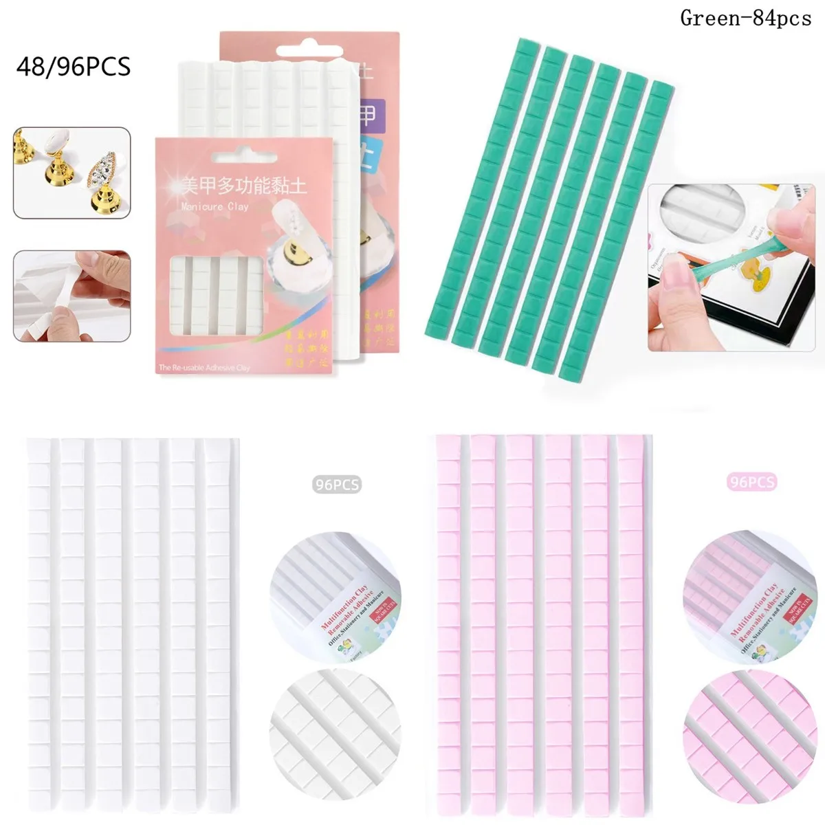 30-96Pcs/Sheet Nail Adhesive Glue Clay Reusable Tacky Gel for Nail Art Practice Stand Display Holder False Tips Manicure Tools
30-96Pcs/Sheet Nail Adhesive Glue Clay Reusable Tacky Gel for Nail Art Practice Stand Display Holder False Tips Manicure Tools