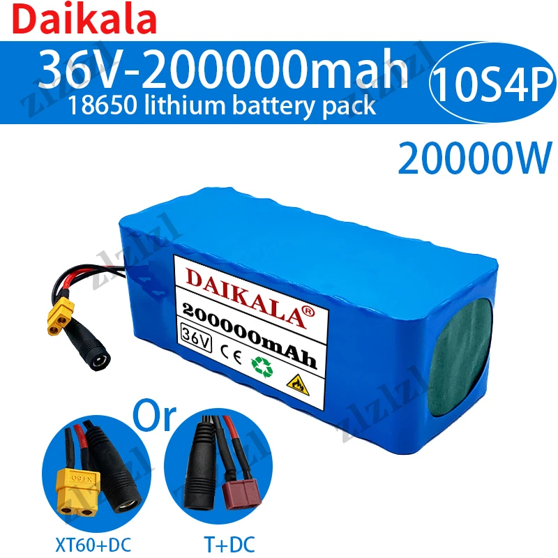 Daikala New 36V 10s4p 200Ah 20000W large capacity 18650 lithium battery pack electric bicycle scooter with BMS XT60 Plug
Daikala New 36V 10s4p 200Ah 20000W large capacity 18650 lithium battery pack electric bicycle scooter with BMS XT60 Plug