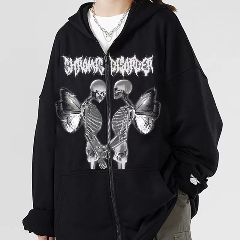KPOP Skeleton Y2K Black Flame Love Coat Korean Female College Pullover 90s Girls Boy Sweatshirts Vintage Punk Goth Zip-up Hoodie
KPOP Skeleton Y2K Black Flame Love Coat Korean Female College Pullover 90s Girls Boy Sweatshirts Vintage Punk Goth Zip-up Hoodie
