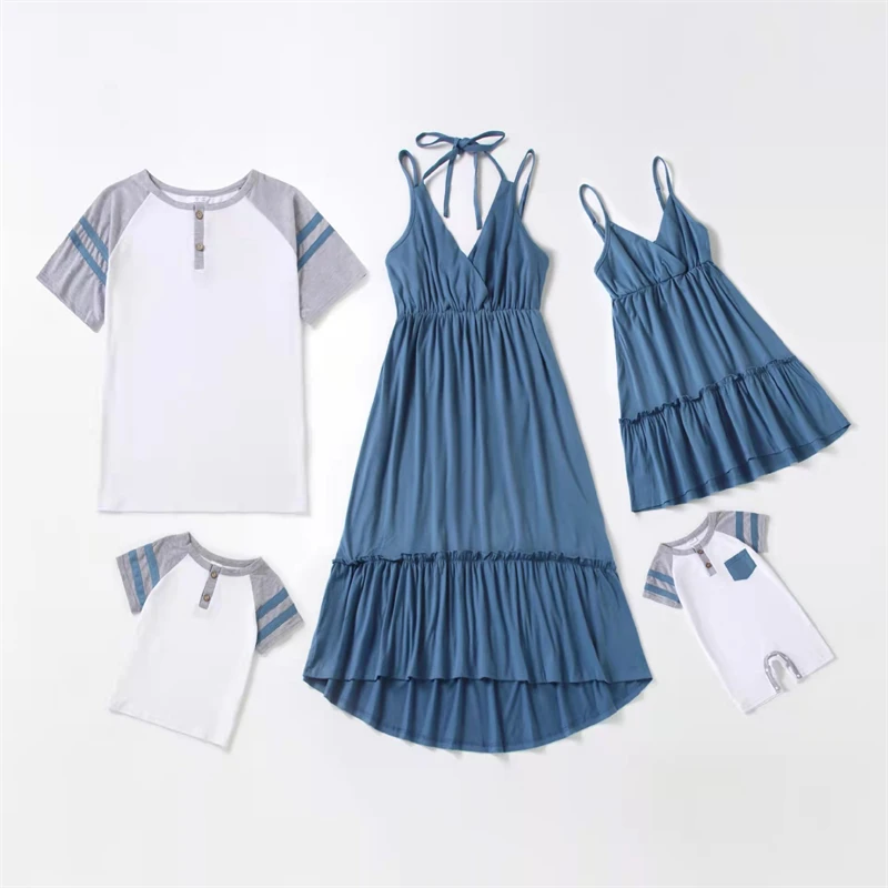 New 2022 Family Matching Outfits Tank Mother Daughter Dresses Irregular Mommy and Me Clothes Father Son T-Shirts Baby Jumpsuits
New 2022 Family Matching Outfits Tank Mother Daughter Dresses Irregular Mommy and Me Clothes Father Son T-Shirts Baby Jumpsuits