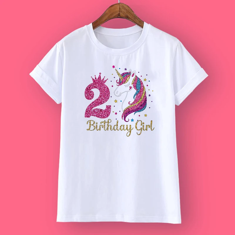 Футболка на день рождения с единорогом футболка 1-12 дикая для девочек вечеринку