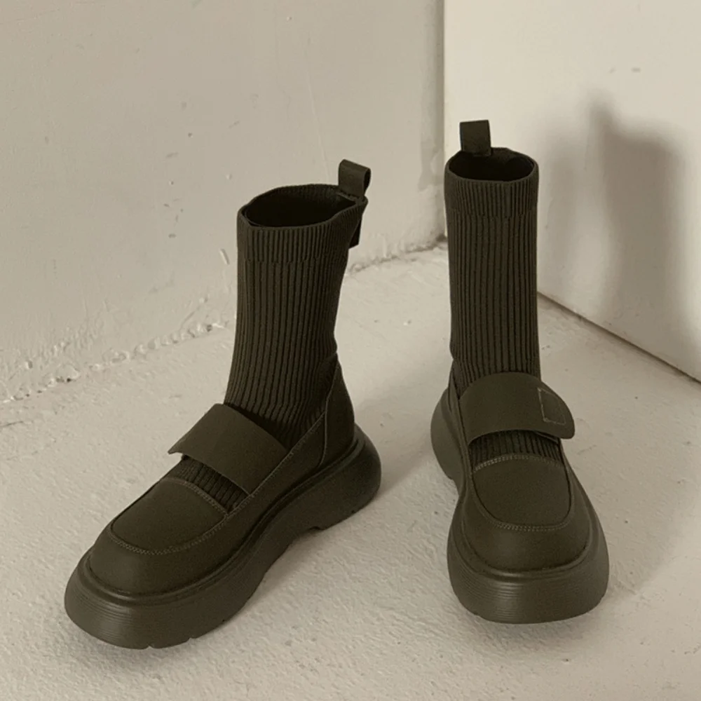 Fashion High Sock Boots For Women Round Toe Ladies Modern Rubber Female Shoes New Outside Platform Knee Stretch Boots 
Fashion High Sock Boots For Women Round Toe Ladies Modern Rubber Female Shoes New Outside Platform Knee Stretch Boots