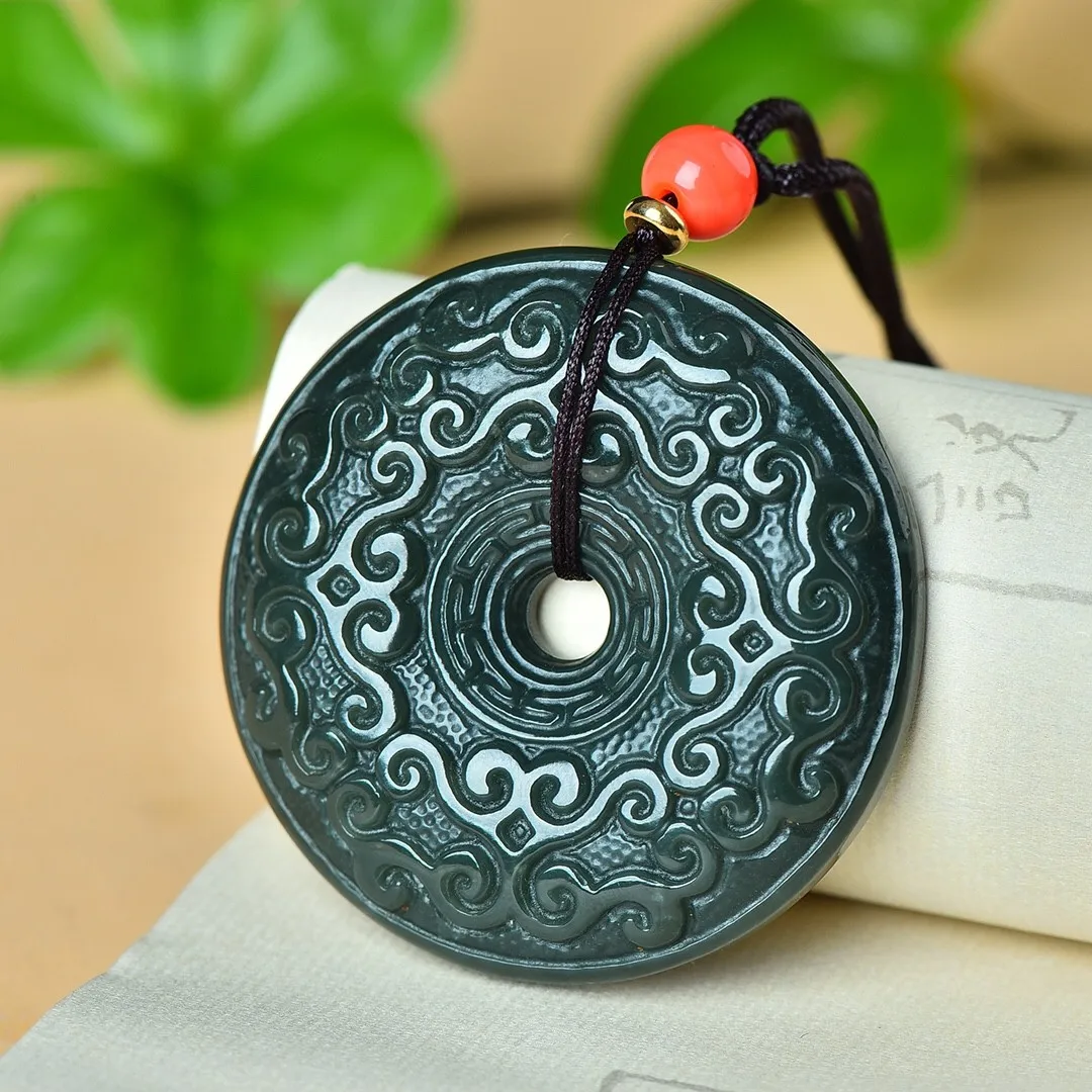 Send Certificate Natural Green Hetian Jade Donut Pendant Hand-carved Exquisite Pattern Round Donuts Necklace Men Women Charms
Send Certificate Natural Green Hetian Jade Donut Pendant Hand-carved Exquisite Pattern Round Donuts Necklace Men Women Charms