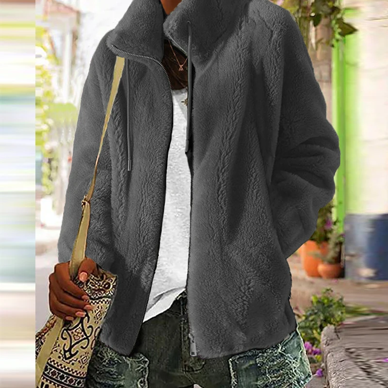 Осенне-зимняя однотонная Мягкая флисовая куртка, пальто, Женский плотный кардиган на молнии с воротником-стойкой, Женский Теплый Топ с длинным рукавом и карманами, верхняя одежда 
Осенне-зимняя однотонная Мягкая флисовая куртка, пальто, Женский плотный кардиган на молнии с воротником-стойкой, Женский Теплый Топ с длинным рукавом и карманами, верхняя одежда