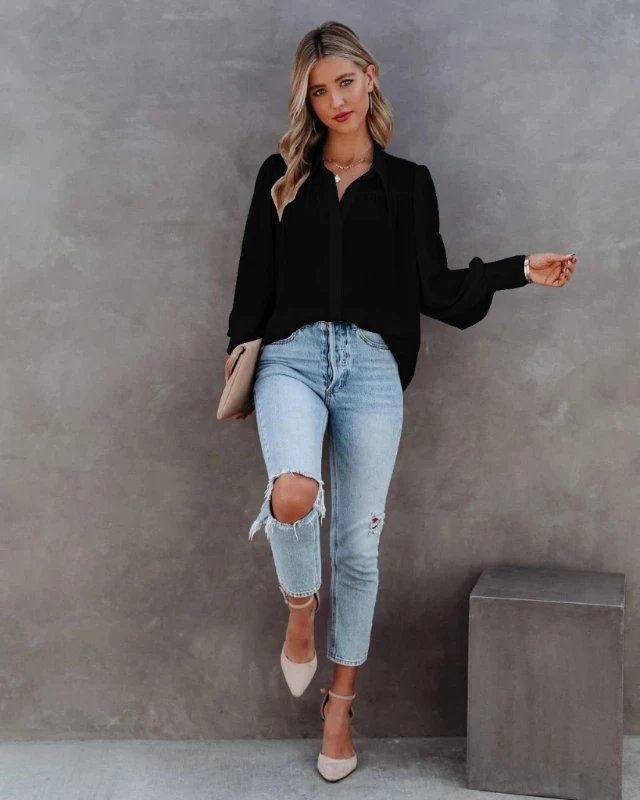 H9ED Casual Loose Blouse Top Long Lantern Sleeve Work Shirts for Women Girl V-neck Collared Blouse Tee-shirts Pleated Blouse 
H9ED Casual Loose Blouse Top Long Lantern Sleeve Work Shirts for Women Girl V-neck Collared Blouse Tee-shirts Pleated Blouse