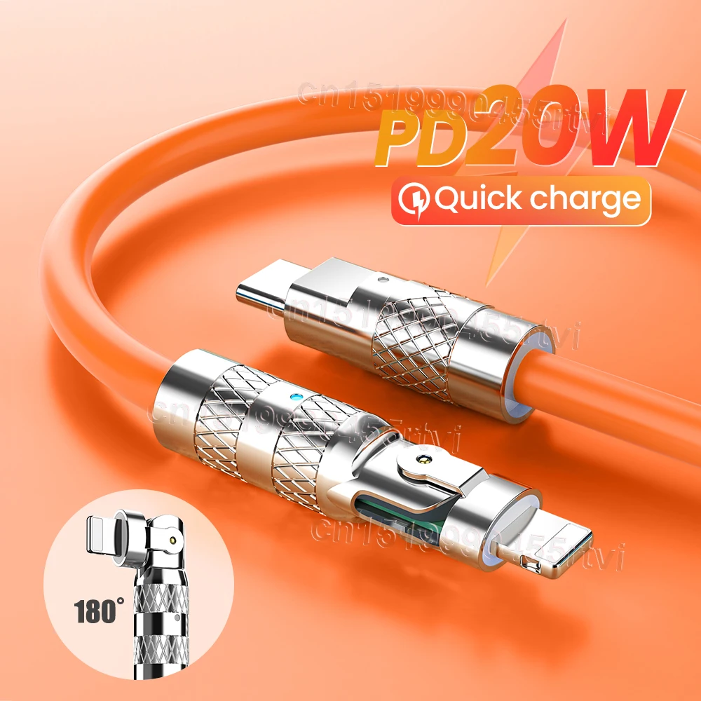 180 Rotation PD 20W USB C Cable Zinc Alloy For iPhone 14 13 12 Original Mobile Phone Fast Charging USB Type C Lighting Cable 1m
180 Rotation PD 20W USB C Cable Zinc Alloy For iPhone 14 13 12 Original Mobile Phone Fast Charging USB Type C Lighting Cable 1m