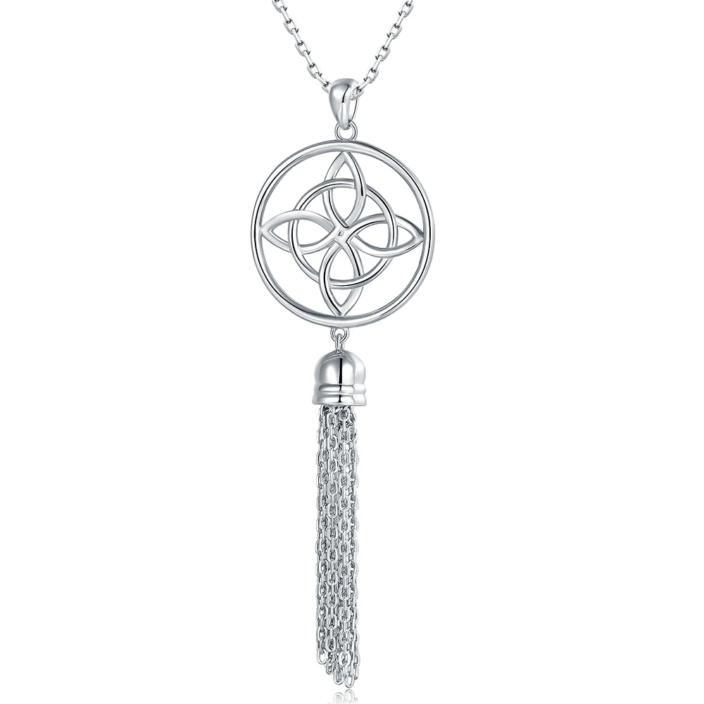 925 Sterling Silver Celtic Knot Tassel Long Chain Sweater Statement Pendant Fringe Necklace Jewelry Gift for Women Teen Girls
925 Sterling Silver Celtic Knot Tassel Long Chain Sweater Statement Pendant Fringe Necklace Jewelry Gift for Women Teen Girls