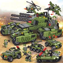 Tank Building Blocks WW2 Military Series Fighter Helicopters Cruiser Mech Complex Mammoth Apocalypse Chariot Toy Gift