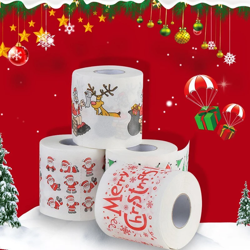 

New Year Gifts 22M/Roll Santa Claus Reindeer Christmas Toilet Paper Christmas Decorations For Home Natale Noel Navidad 2023