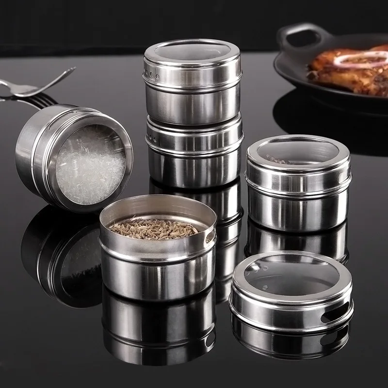 Magnetic Spice Jars Set Stainless Steel Seasoning Pot Set Household Condiment Bottle Magnetic Tank Kitchen Tools
Magnetic Spice Jars Set Stainless Steel Seasoning Pot Set Household Condiment Bottle Magnetic Tank Kitchen Tools