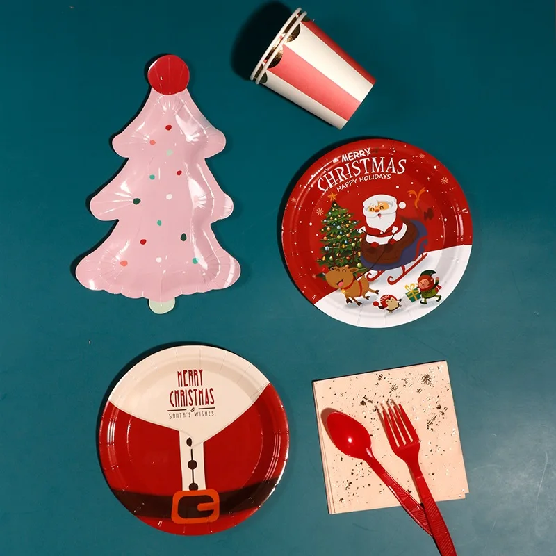 Christmas Tableware Set Santa Claus Christmas Tree Merry Christmas Disposable Paper Plates Cups for Christmas Party Supplies
Christmas Tableware Set Santa Claus Christmas Tree Merry Christmas Disposable Paper Plates Cups for Christmas Party Supplies