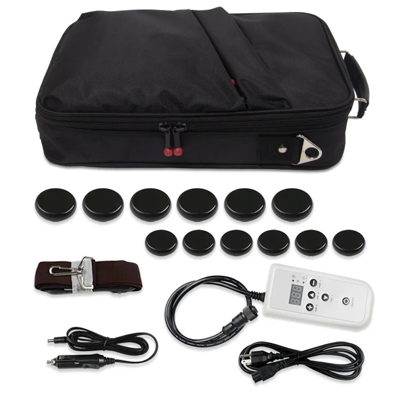 

Portable spa massage hot stone warmer Heating Bag with Digital Temperature Control and 12 pcs basalt stones