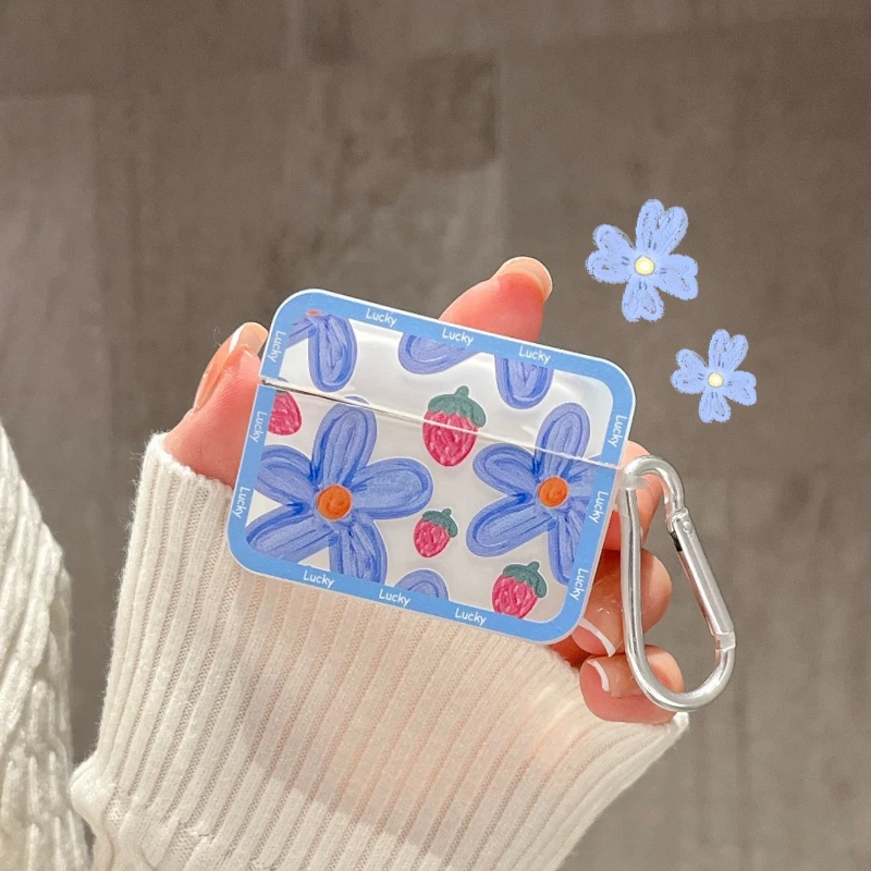 

1pcs. Cute Floret Suitable for Airpods2 generation square model Apple new 3 generation 3Pro headphone case frosted soft shell