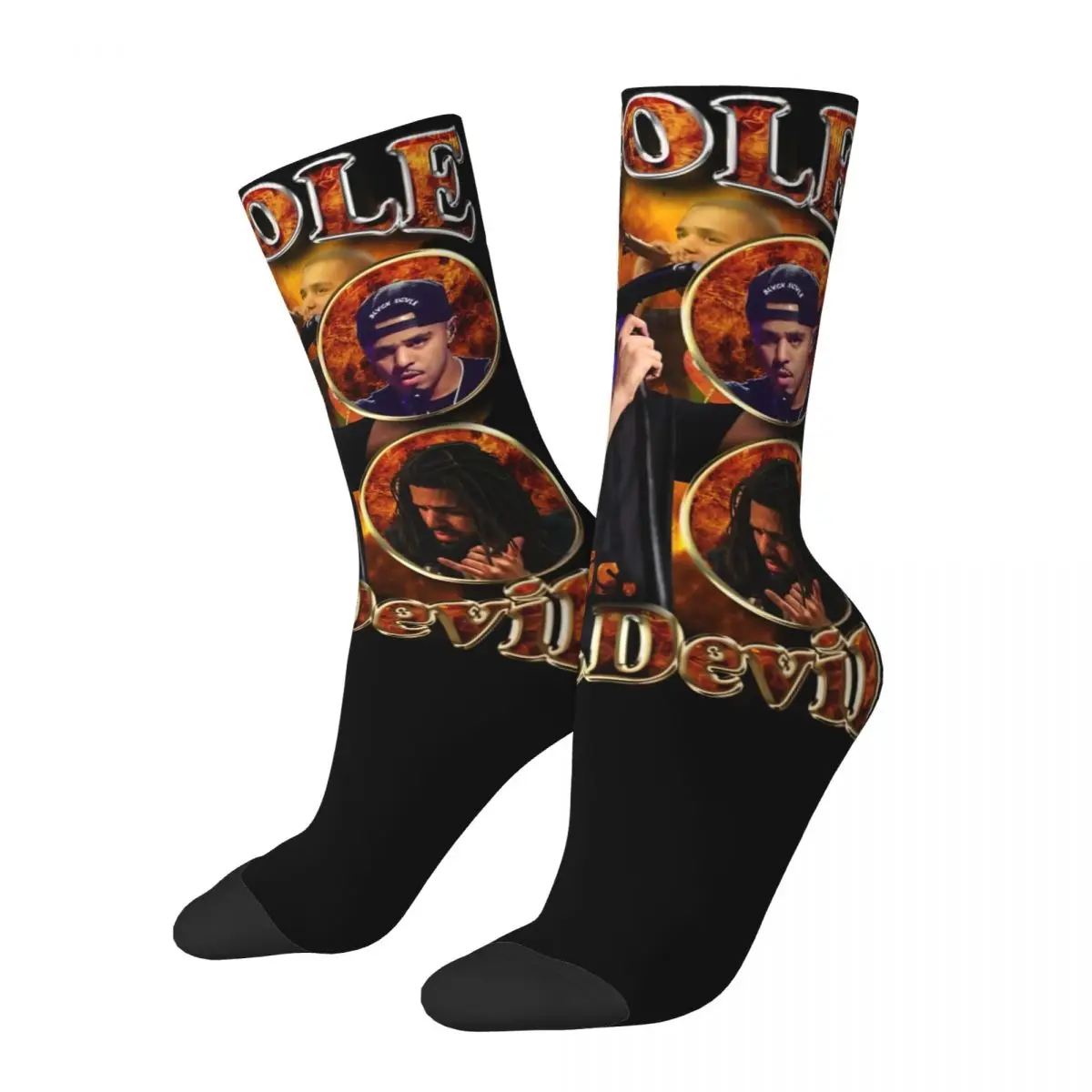 

Rapper Singer J Cole Bootleg Design Theme All Season Socks Accessories for Men Women Cozy Crew Socks